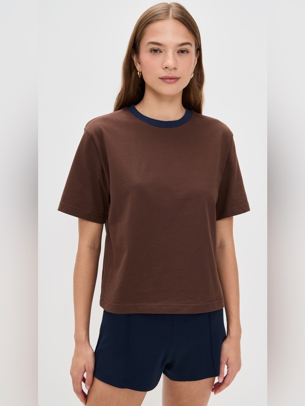 Le Bop Rory Ringer Tee in Brown, Size Small
